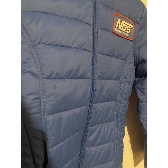 NOS Monster Energy Drink Light Women’s Quilted Puffer Jacket Size Medium Blue - Picture 4 of 7